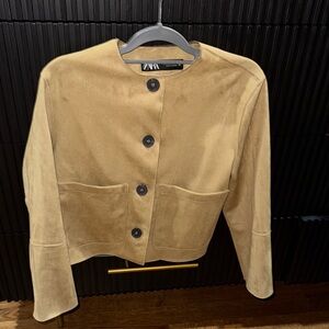 Zara Tan Button-Up Women's Blazer